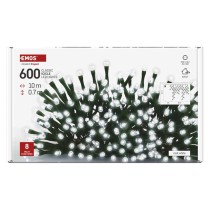 Oświetlenie świąteczne sople 600 LED 10m, zimna biel, zielony przew., 8 programów, IP44