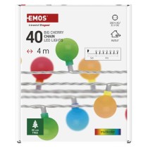 Dekoracje - 40 LED big cherry 4m IP44 multikolor, biały przewód, IP44, timer