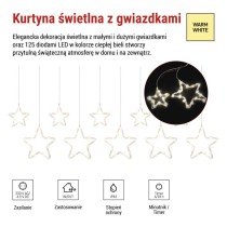 Dekoracje - 125 LED sople gwiazdki 190x50 cm ciepła biel, IP44