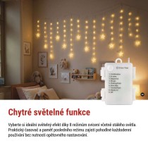 LED vánoční závěs – hvězdy, 170x85 cm, 3x AA, venkovní i vnitřní, teplá bílá, časovač