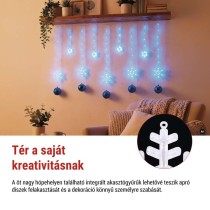 LED karácsonyi függöny – hópelyhek, 160x95 cm, IP44, hideg fehér, időzítő