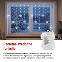 LED božična girlanda – zvezde, 1,7 m, 3x AA, IP44, hladna bela, časovnik