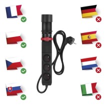 Przedłużacz 1,5 m/3 gniazda/przełącznik/uchwyt biurkowy/USB/czarny/PVC/1,5 mm2