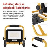 LED reflektor GLARO 50 W, žlto-čierny, IP65, 5000 lm, neutrálna biela