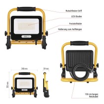 LED-Scheinwerfer GLARO 50 W, gelb-schwarz, IP65, 5000 lm, neutralweiß
