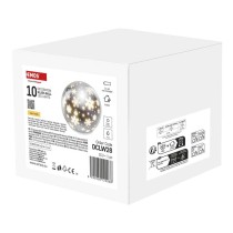 LED Weihnachtskugel aus Glas - Schneeflocken, 12 cm, 3x AA, Innen, warmweiss, Timer