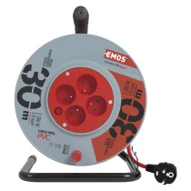 Predlžovací kábel na bubne 30 m / 4 zásuvky / červený / PVC / 230 V / 1 mm2
