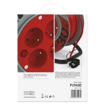 Predlžovací kábel na bubne 30 m / 4 zásuvky / červený / PVC / 230 V / 1 mm2