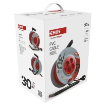 Predlžovací kábel na bubne 30 m / 4 zásuvky / červený / PVC / 230 V / 1 mm2