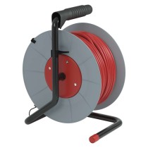 Predlžovací kábel na bubne 30 m / 4 zásuvky / červený / PVC / 230 V / 1 mm2