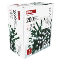 Oświetlenie świąteczne sople 200 LED 3,6m, zimna biel, zielony przew., 8 programów, IP44