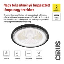 EMOS LED HIGHBAY ipari mennyezeti lámpa CIRUS 200W