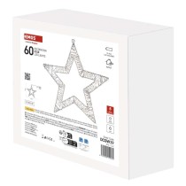 LED-dísz – függő csillag, 3xAA, meleg fehér, időzítő