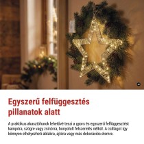 LED-dísz – függő csillag, 3xAA, meleg fehér, időzítő