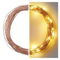 LED Ziemassvētku nano virtene, vara, 10 m, liet. ārā un iekštelpās, silti balta, ar taim.