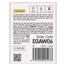 LED karácsonyi nano fényfüzér, réz, 0,9 m, 2x AA, beltéri, meleg fehér, időzítő