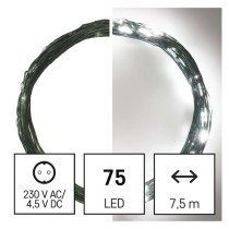 LED Weihnachtliche Nano-Kette grün, 7,5 m, Außen und Innen, Kaltweiß, Timer