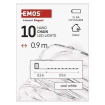 LED Weihnachtliche Nano-Kette silberfarben, 0,9 m, 2x AA, Innen, Kaltweiß, Timer