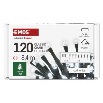 LED Weihnachtliche Lichterkette, 8,4 m, 3x AA, Außen und Innen, Kaltweiß, Timer