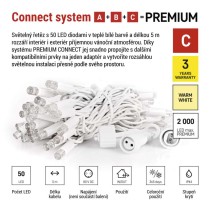 Premium LED spojovací řetěz bílý, 5 m, venkovní i vnitřní, teplá bílá