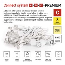 Premium LED sorolható füzér, fehér, 5 m, kültéri és beltéri, meleg fehér