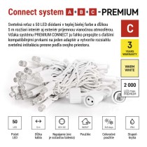 Premium LED spojovacia reťaz biela, 5 m, vonkajšia aj vnútorná, teplá biela