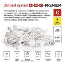 Premium LED spojovací řetěz bílý, 5 m, venkovní i vnitřní, studená bílá