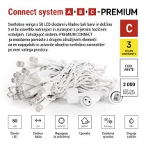 Premium LED povezovalna veriga bela, 5 m, zunanja in notranja, hladna bela
