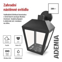 Zahradní nástěnné svítidlo ADENIA, 18 x 15 x 24,5 cm, 1 x E27, 15 W