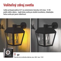 Záhradné nástenné svietidlo ADENIA, 18 x 15 x 24,5 cm, 1 x E27, 15 W