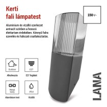 Kerti fali lámpa LANA, 10,6 x 8,8 x 28,6 cm, 1 x E27, 25 W