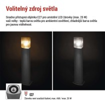 Zahradní sloupkové svítidlo LANA, 15,4  x 13,3 x 75 cm, 1 x E27, 25 W