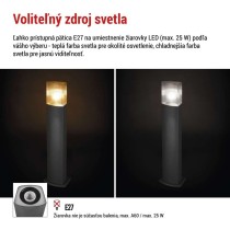 Záhradné stĺpikové svietidlo LANA, 15,4 x 13,3 x 75 cm, 1 x E27, 25 W