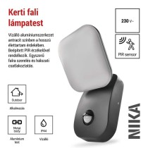 LED kerti fali lámpa NIKA szürkületérzékelővel, 12 x 12 x 20 cm, 12,8 W, meleg fehér