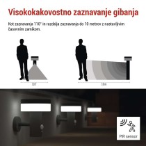 Vrtna LED stenska svetilka TERION s PIR senzorjem, 12,5 x 14,7 x 14,6 cm