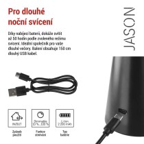 LED stolní lampa JASON, nabíjecí, černá