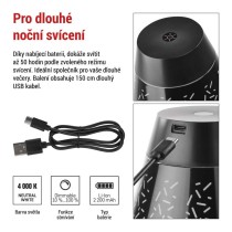 LED stolní lampa GRACE, nabíjecí, černá