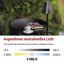 LED Schreibtischlampe GRACE, wiederaufladbar