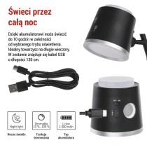 Lampa biurkowa LED ABBIE, ładowalna, czarna