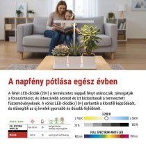 LED növénynevelő lámpa, teljes spektrum, 30 LED, beltéri, időzítővel, dimmelhető