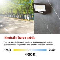 LED reflektor GLARO 50W, černý, IP65, 5000 lm, neutrální bílá