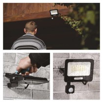 LED reflektor GLARO PIR 30 W, črni, IP54, 3000 lm, nevtralna bela
