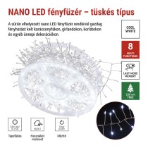 LED nano fényfüzér tekercsen, ezüst , 9,6 m, hideg fehér, időzítő