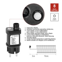 LED nano fényfüzér tekercsen, ezüst , 9,6 m, hideg fehér, időzítő