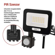 LED reflektor GLARO PIR 20 W, fekete, IP54, 2000 lm, természetes fehér