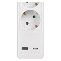 Pikendusjuhe 3 m / 5 Pistikupesa / koos lülitiga / valge / 1× USB-A + 1× USB-C / 1,5 mm2