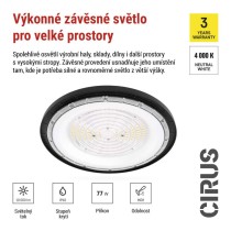 LED průmyslové závěsné svítidlo HIGHBAY CIRUS 77W