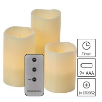 LED dekoracija – 3x voščena svečka, 3x 3x AAA, notranja, vintage, upravljalnik