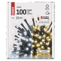 LED jõuluvalguskett 2-in-1, 10 m, õue/tuppa, soe/külm valge, 8 režiimi