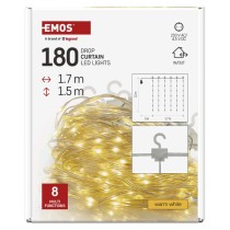 LED božična drop veriga – zavesa, 1,7x1,5 m, zunanja in notranja, topla bela, programi